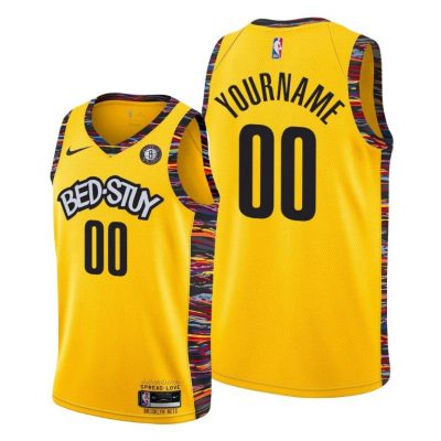 Men Custom #00 Brooklyn Nets 2020 City Biggie Jersey - Yellow