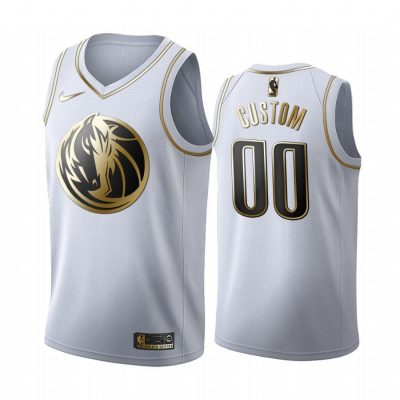 Men Custom #00 Dallas Mavericks Golden Edition White Jersey