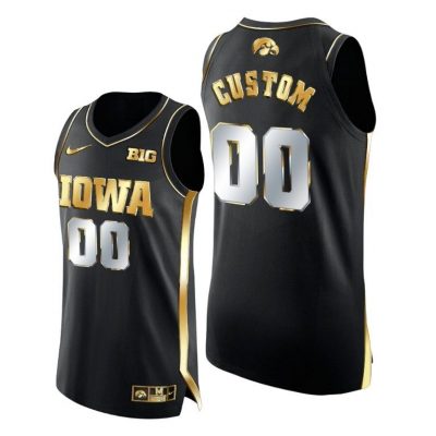 Men Custom #00 Iowa Hawkeyes Golden Edition Black Jersey