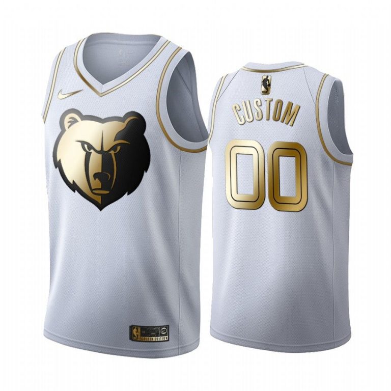 Men Custom #00 Memphis Grizzlies Golden Edition White Jersey