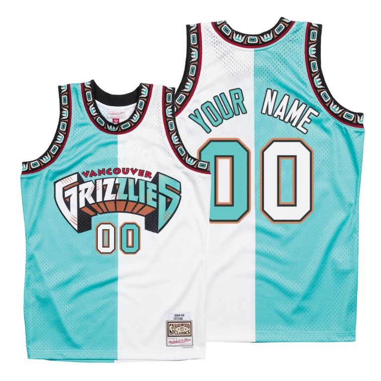 Men Custom #00 Memphis Grizzlies Split Vintage Jersey
