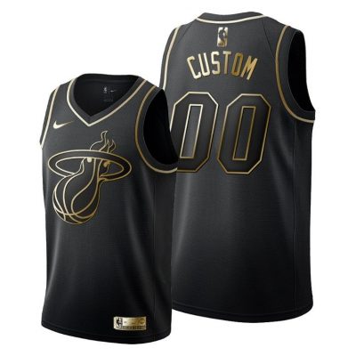 Men Custom #00 Miami Heat Golden Edition Black Jersey