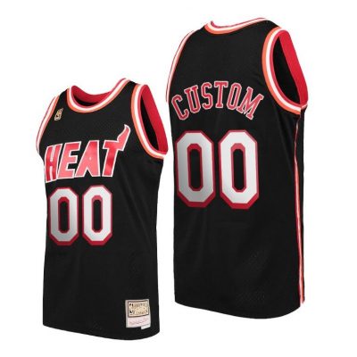 Men Custom #00 Miami Heat Hardwood Classics Black Jersey