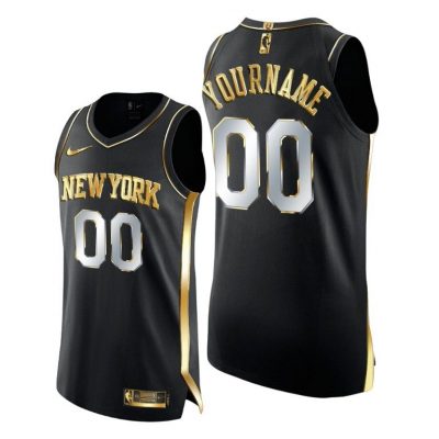 Men Custom #00 New York Knicks Golden Black Jersey