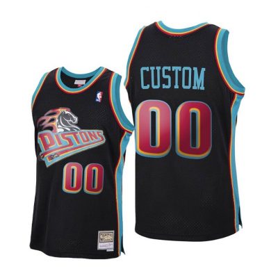 Men Custom #00 Pistons Reload Hardwood Classics Black Jersey