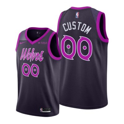Men Custom #00 Timberwolves Purple City Edition Jersey