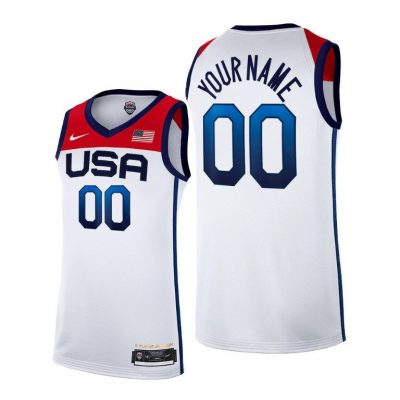 Men Custom #00 USA Basketball 2021 Tokyo Olympics White Jersey Home