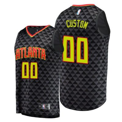 Men Custom Atlanta Hawks #00 Black Icon Replica Jersey