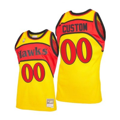 Men Custom Atlanta Hawks Yellow 2021 Reload 2.0 Jersey Throwback