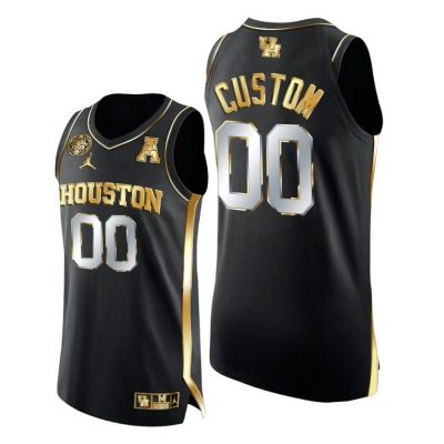 Men Custom Black Golden Houston Cougars 2021 March Madness Final Four Jersey