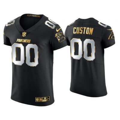 Men Custom Carolina Panthers Black Golden Edition Elite Jersey