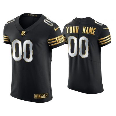 Men Custom Chicago Bears Black Golden Edition Vapor Elite Jersey