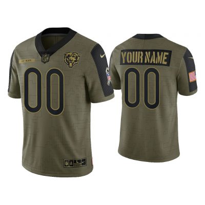 Men Custom Chicago Bears Olive 2021 Salute To Service Limited Jersey