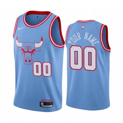 Men Custom Chicago Bulls #00 Blue 2019-20 City Jersey