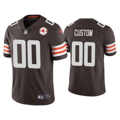 Men Custom Cleveland Browns Brown 75th Anniversary Patch Vapor Limited Jersey