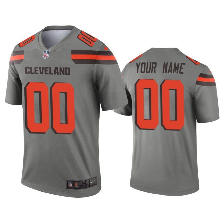 Men Custom Cleveland Browns Gray Inverted Legend Jersey