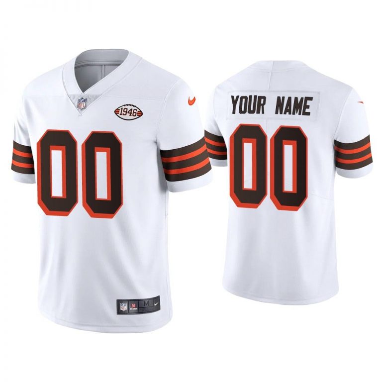 Men Custom Cleveland Browns White 1946 Collection Alternate Vapor Limited Jersey