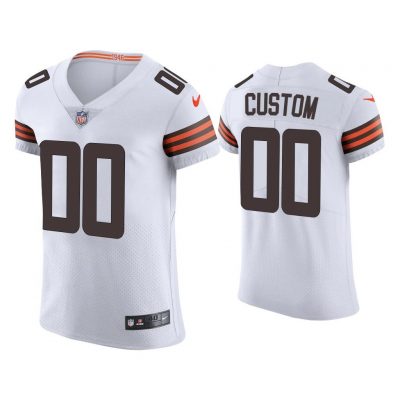 Men Custom Cleveland Browns White Vapor Elite Jersey