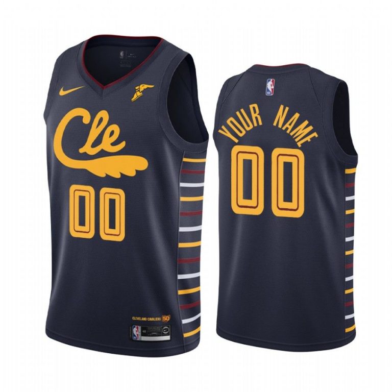 Men Custom Cleveland Cavaliers #00 Navy 2019-20 City Jersey