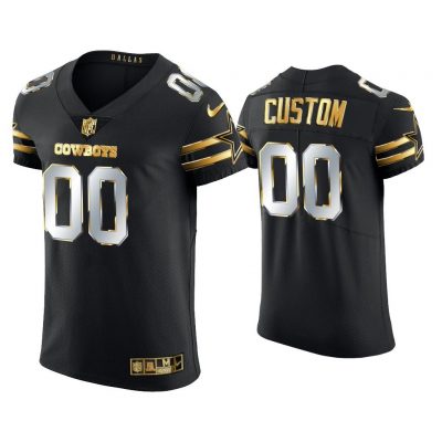 Men Custom Dallas Cowboys Black Golden Edition Elite Jersey