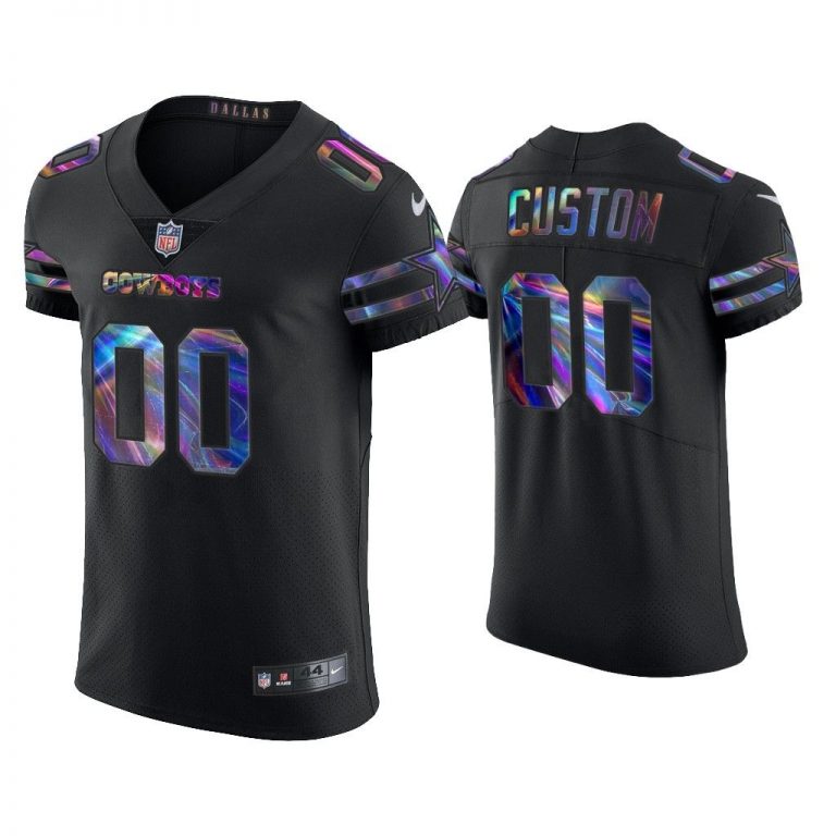 Men Custom Dallas Cowboys Black Golden Edition Holographic Jersey