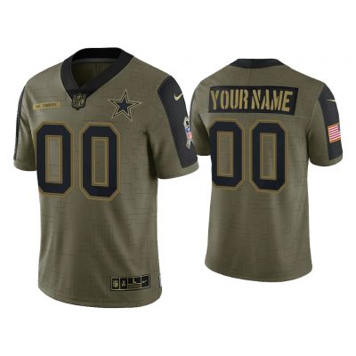 Men Custom Dallas Cowboys Olive 2021 Salute To Service Limited Jersey