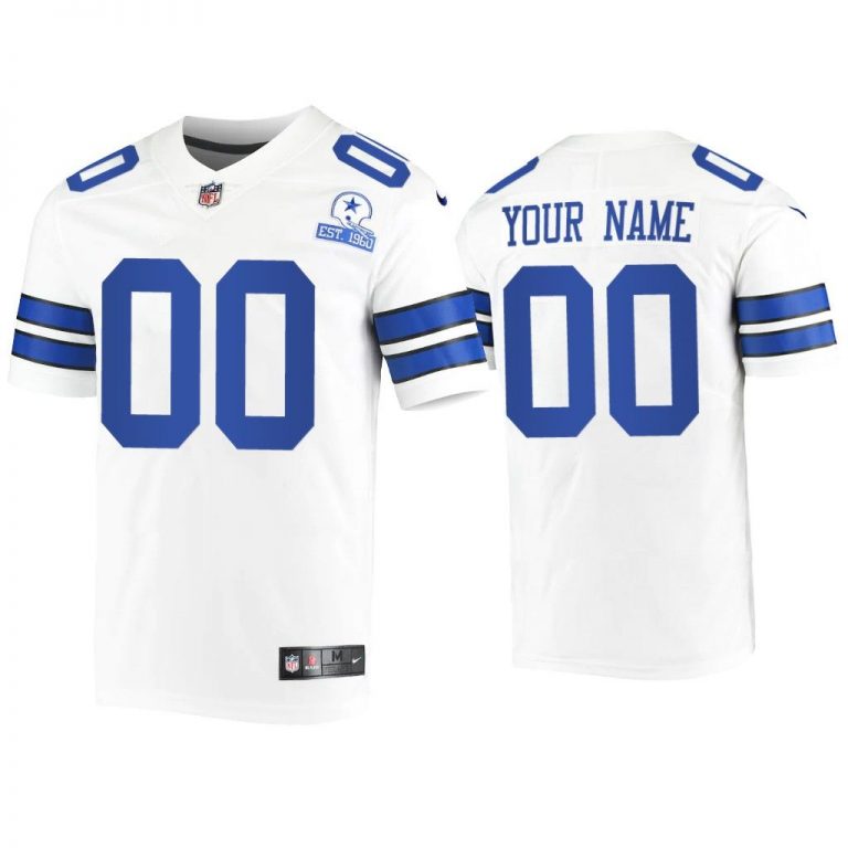 Men Custom Dallas Cowboys White 60th Season Vintage Jersey