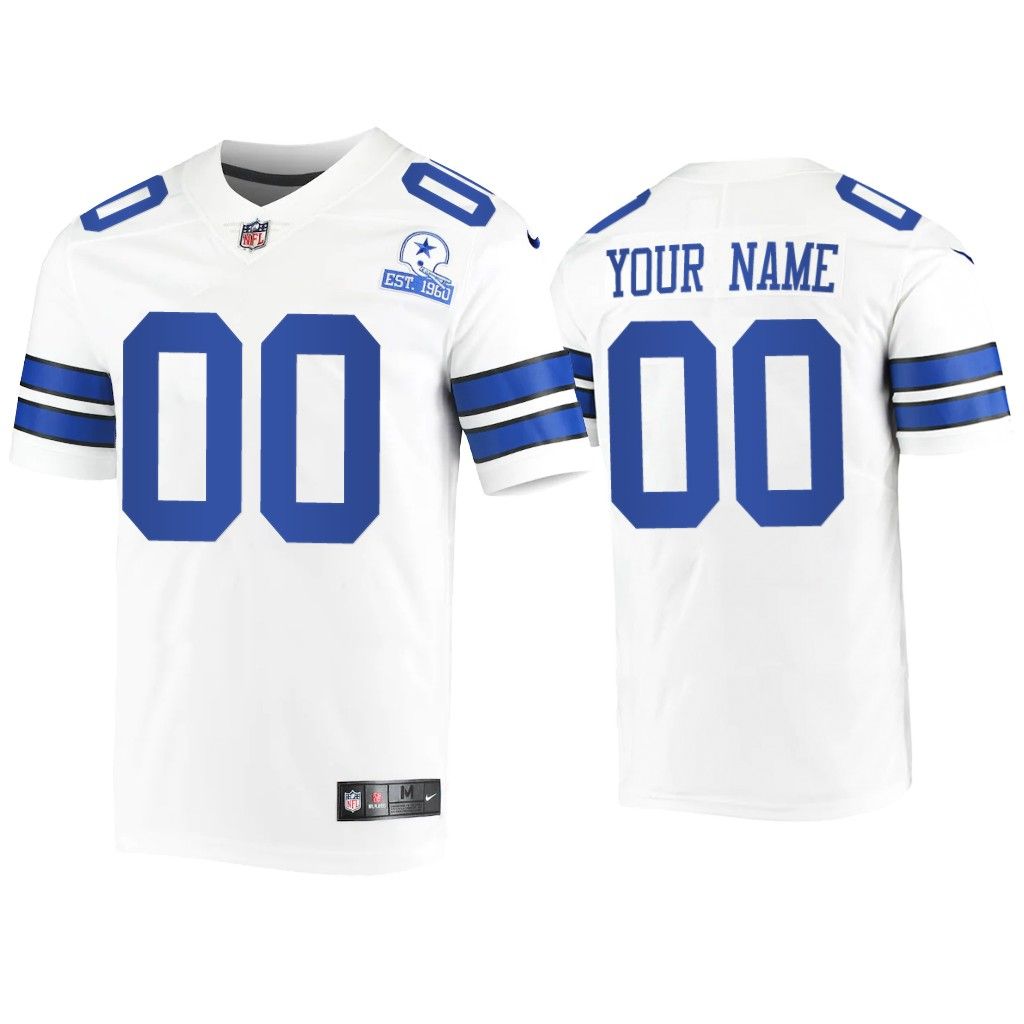 Men Custom Dallas Cowboys White 60th Season Vintage Jersey – Choose ...