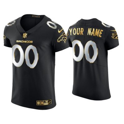 Men Custom Denver Broncos Black Golden Edition Elite Jersey