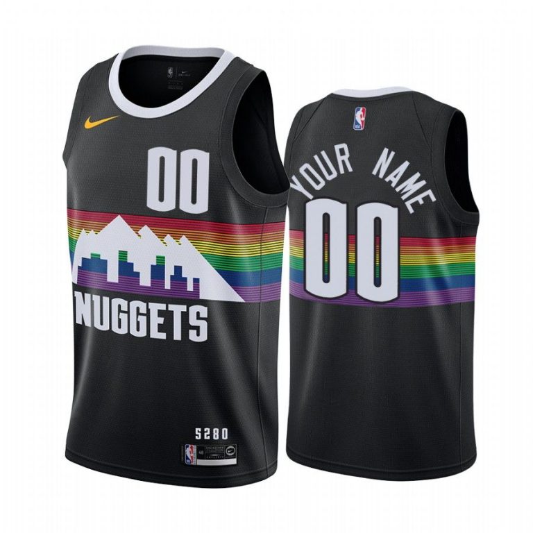 Men Custom Denver Nuggets #00 Black 2019-20 City Jersey