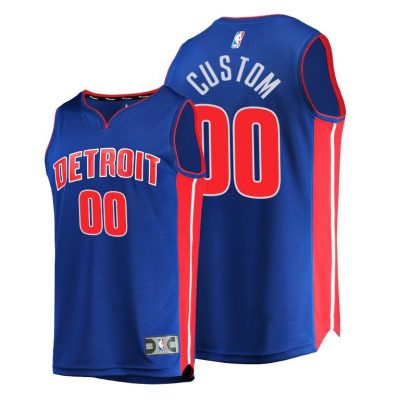 Men Custom Detroit Pistons #00 Blue Icon Replica Jersey