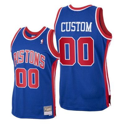 Men Custom Detroit Pistons 1988-89 Hardwood Classics Royal Jersey
