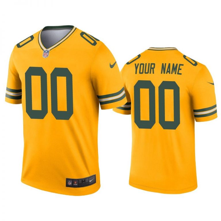 Men Custom Green Bay Packers Gold Inverted Legend Jersey