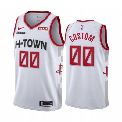 Men Custom Houston Rockets #00 White 2019-20 City Edition Jersey