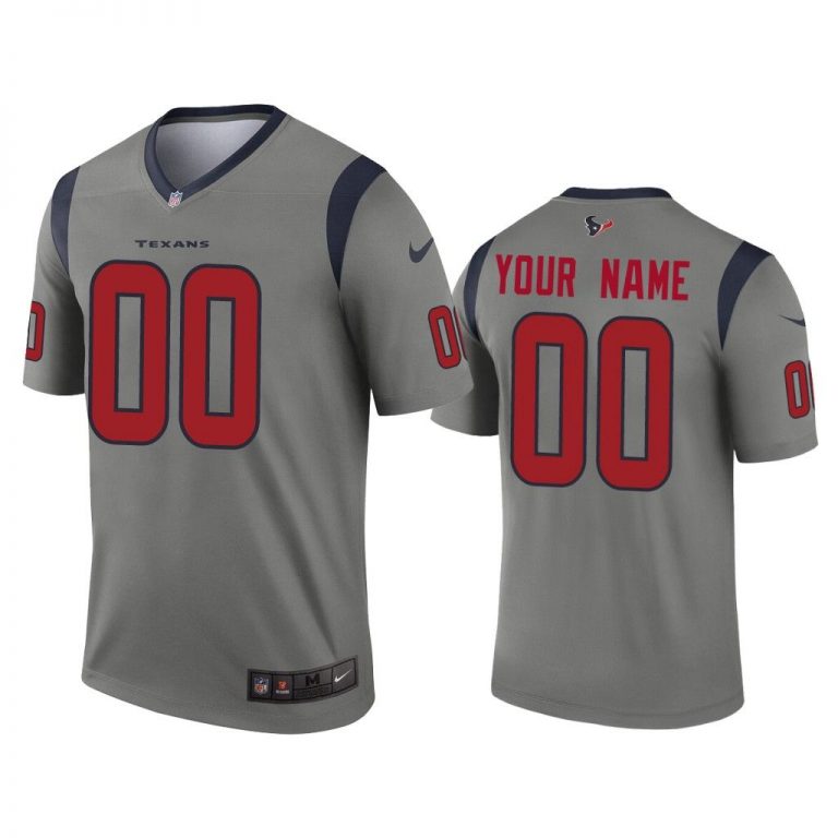 Men Custom Houston Texans Gray Inverted Legend Jersey