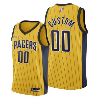 Men Custom Indiana Pacers 2020-21 Earned Edition Jersey - Gold
