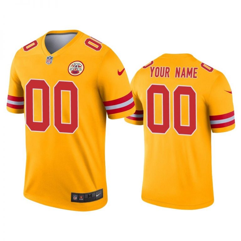 Men Custom Kansas City Chiefs Gold Inverted Legend Jersey