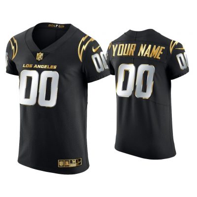 Men Custom Los Angeles Chargers Black Golden Edition Elite Jersey