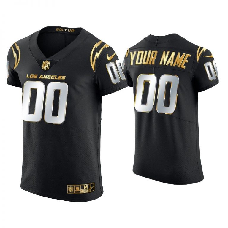 Men Custom Los Angeles Chargers Black Golden Edition Elite Jersey