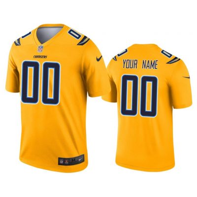 Men Custom Los Angeles Chargers Gold Inverted Legend Jersey