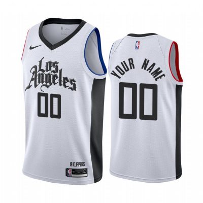 Men Custom Los Angeles Clippers #00 White 2019-20 City Jersey