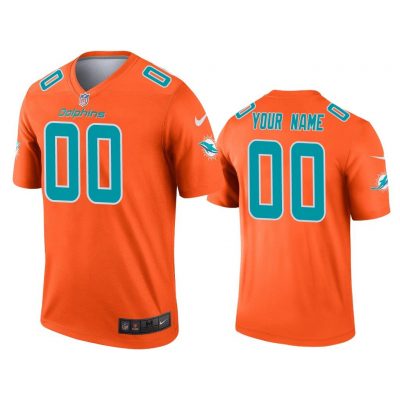 Men Custom Miami Dolphins Orange Inverted Legend Jersey