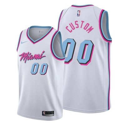 Men Custom Miami Heat #00 White City Jersey