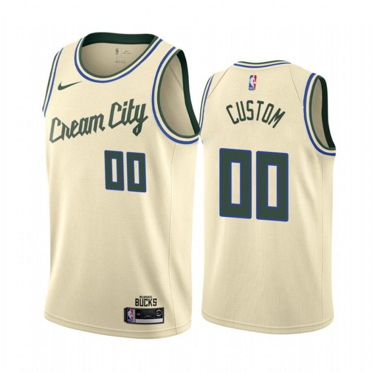 Men Custom Milwaukee Bucks #00 Cream 2019-20 City Edition Jersey