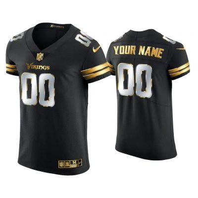 Men Custom Minnesota Vikings Black Golden Edition Vapor Elite Jersey