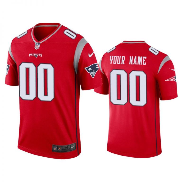 Men Custom New England Patriots Red Inverted Legend Jersey