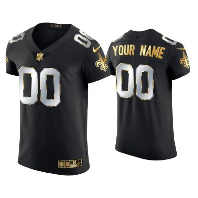 Men Custom New Orleans Saints Black Golden Edition Elite Jersey