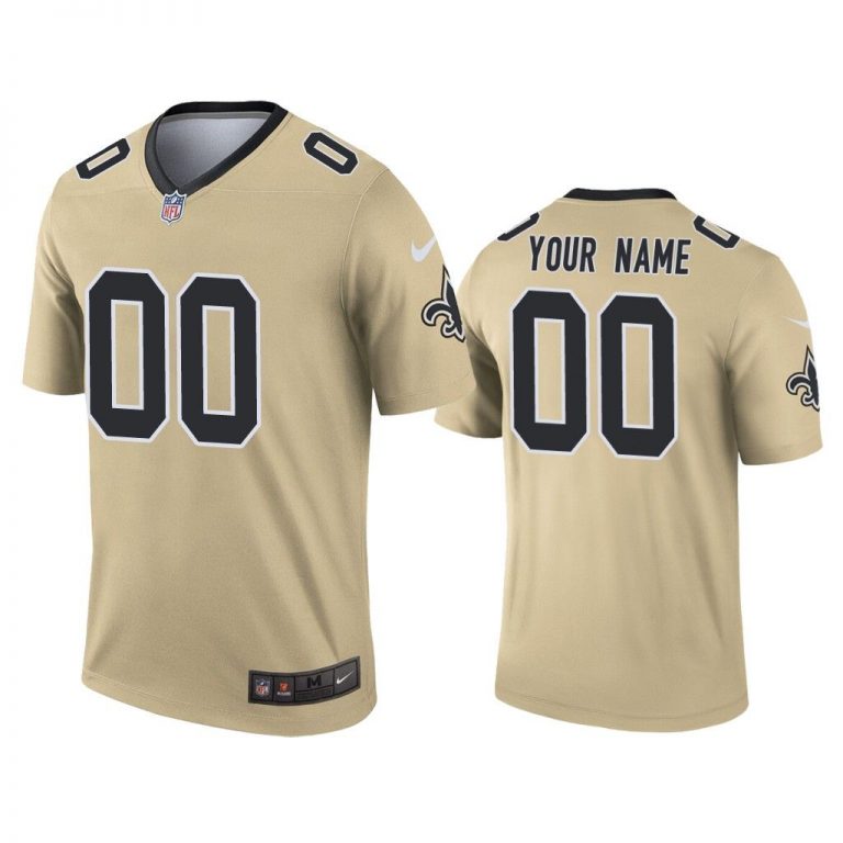 Men Custom New Orleans Saints Gold Inverted Legend Jersey