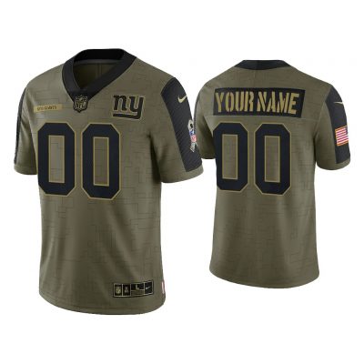 Men Custom New York Giants Olive 2021 Salute To Service Limited Jersey