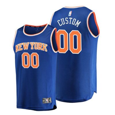 Men Custom New York Knicks #00 Blue Icon Replica Jersey